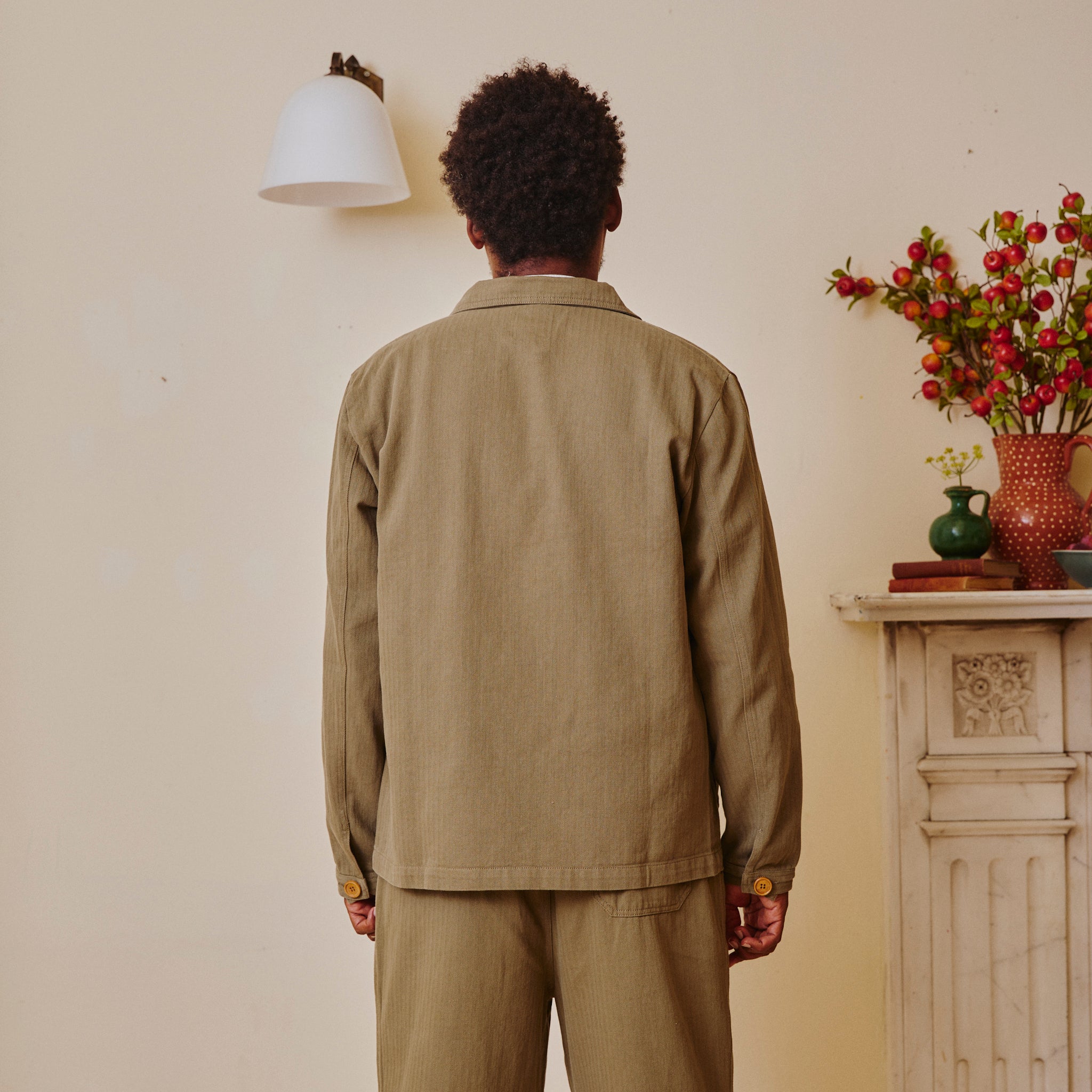 Unisex Herringbone Chore Jacket - Green