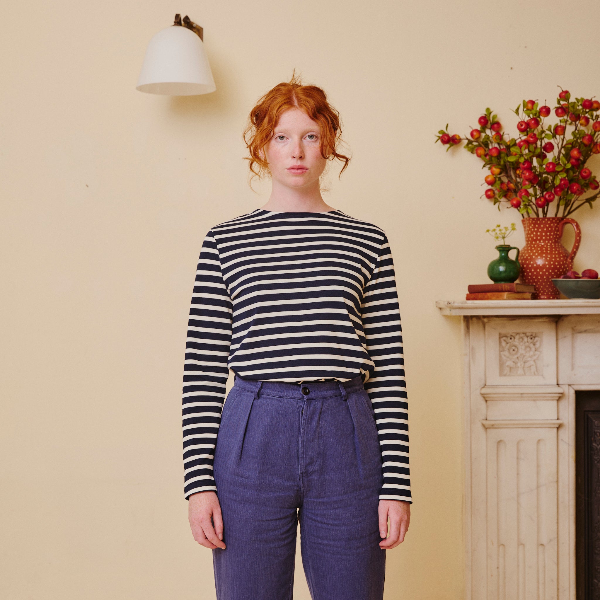 Unisex Striped Breton Top - Navy / Cream