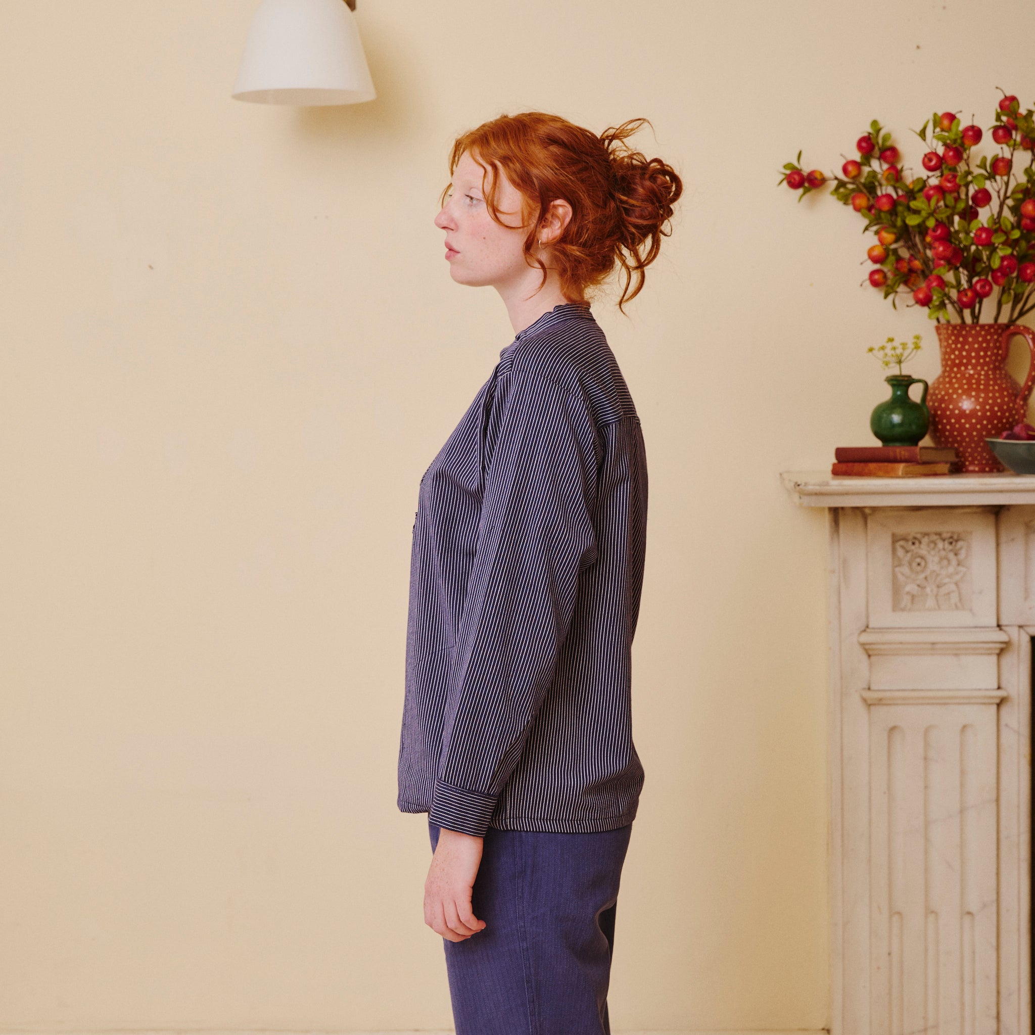 Unisex Navy Stripe Work Shirt