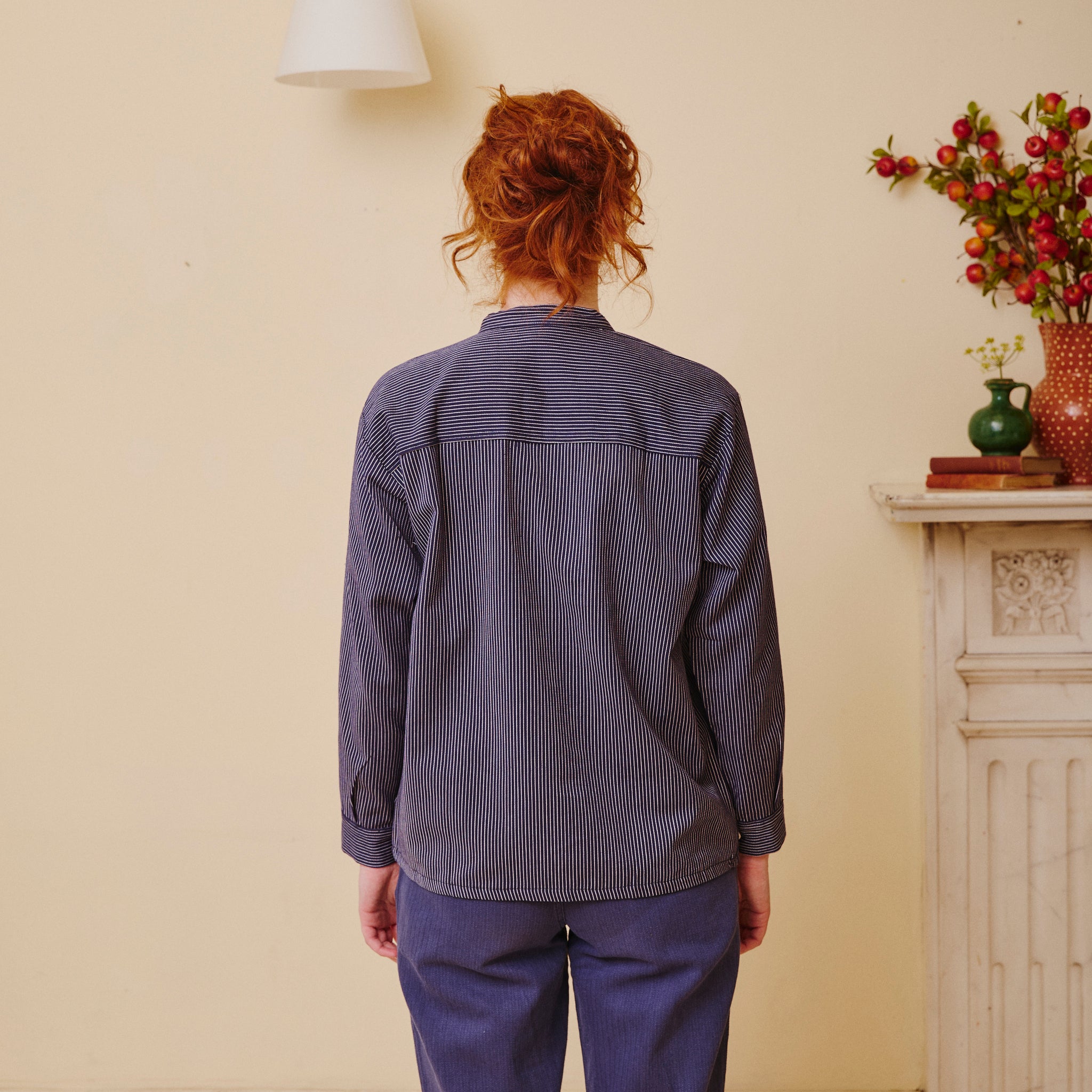 Unisex Navy Stripe Work Shirt