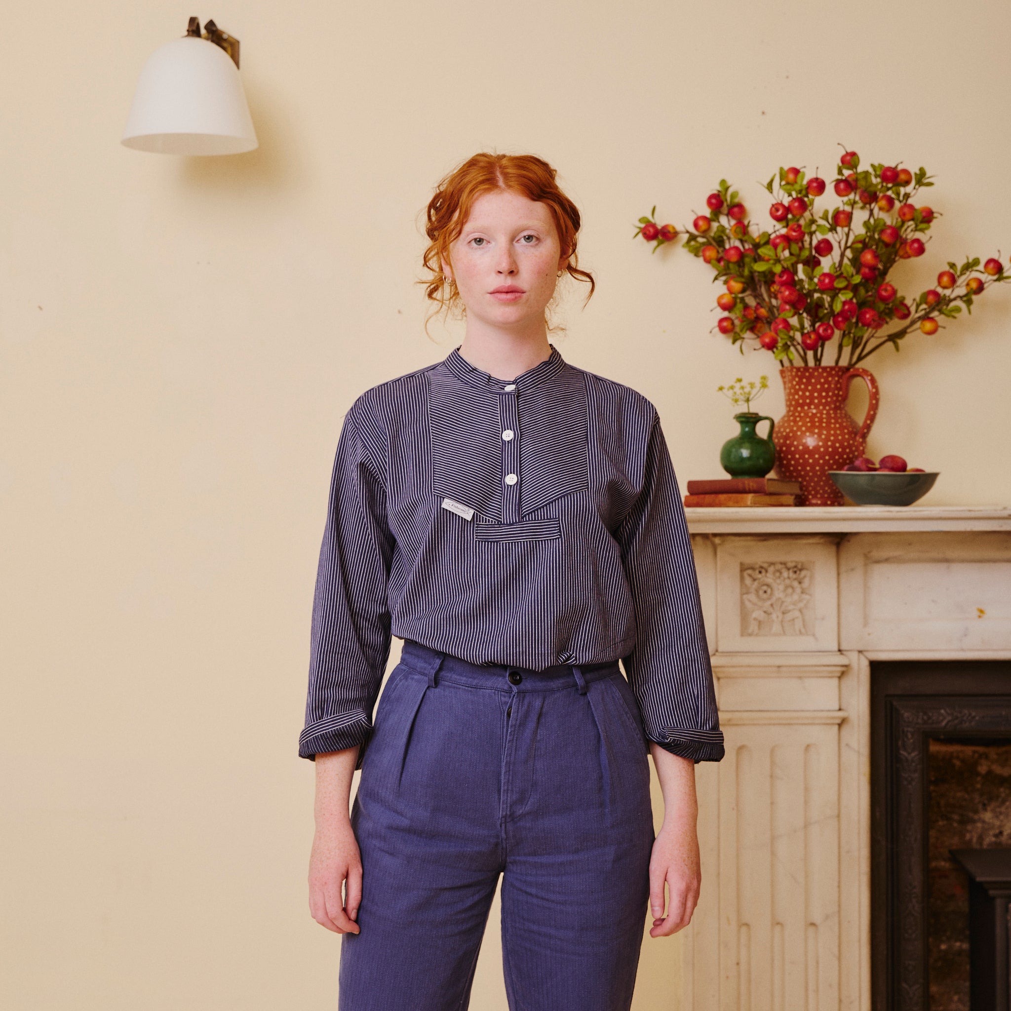 Unisex Navy Stripe Work Shirt