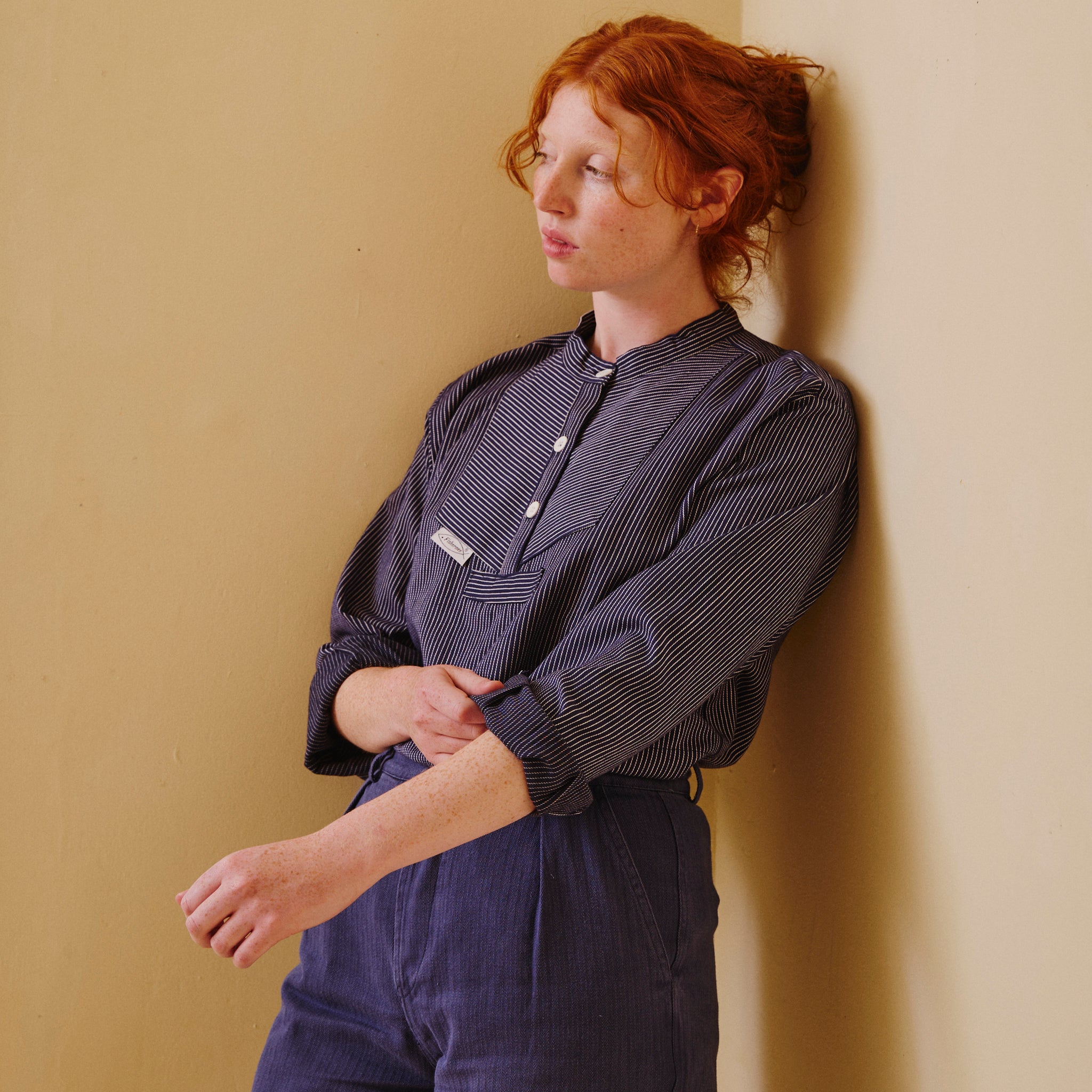 Unisex Navy Stripe Work Shirt