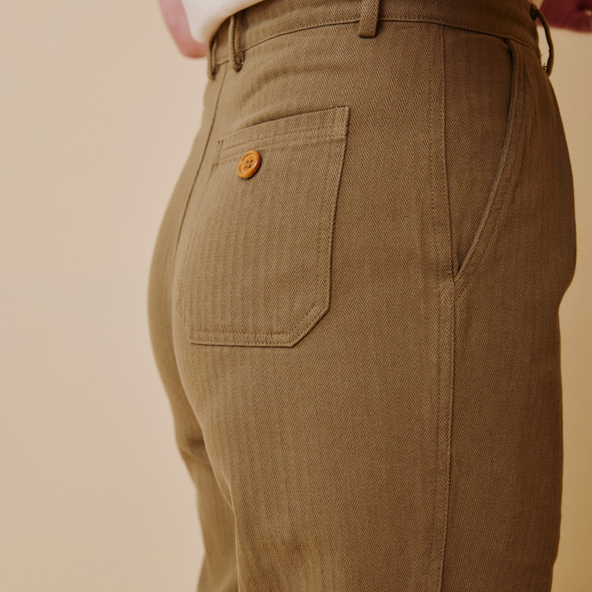 Herringbone Work Trousers - Olive