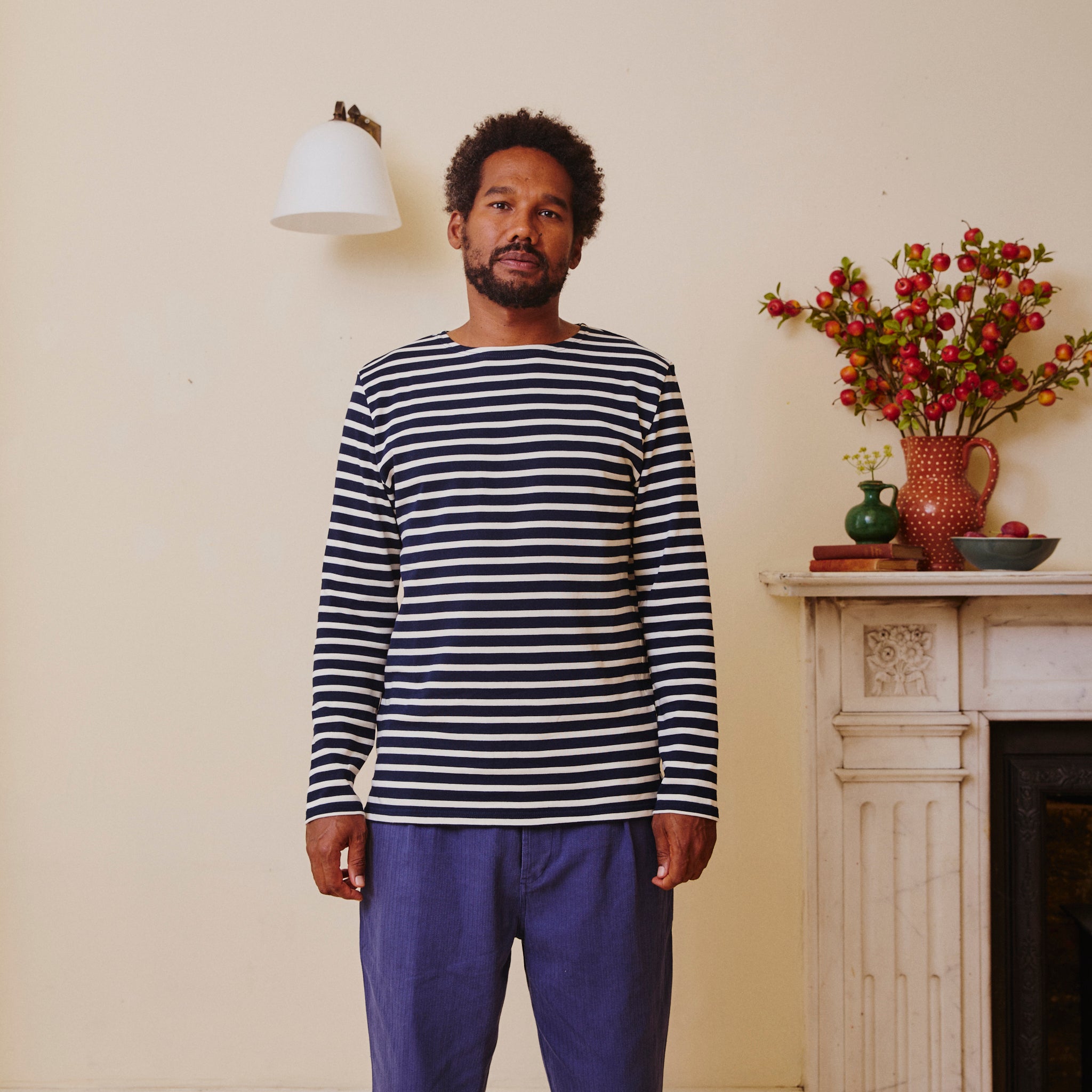 Unisex Striped Breton Top - Navy / Cream