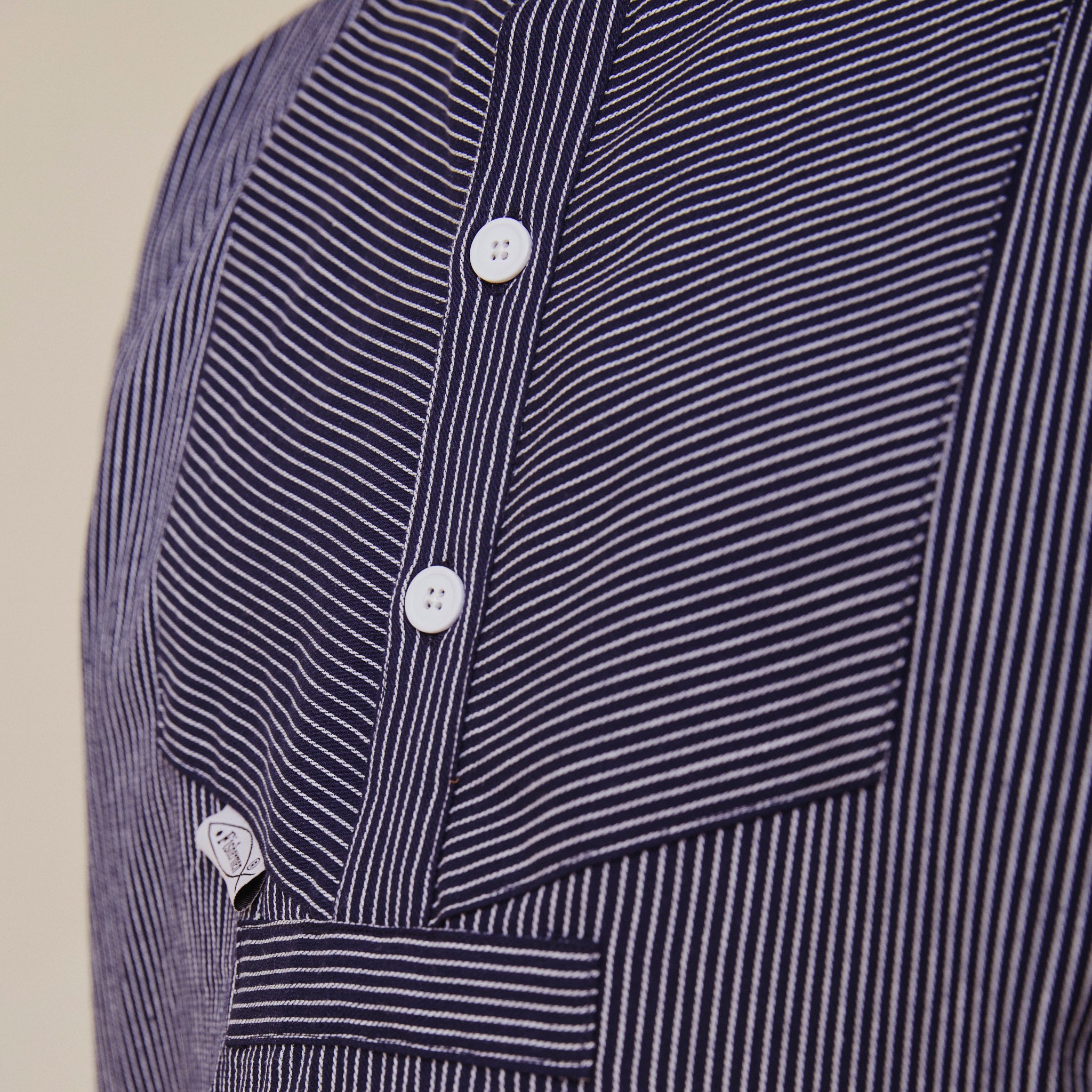 Unisex Navy Stripe Work Shirt with buttons