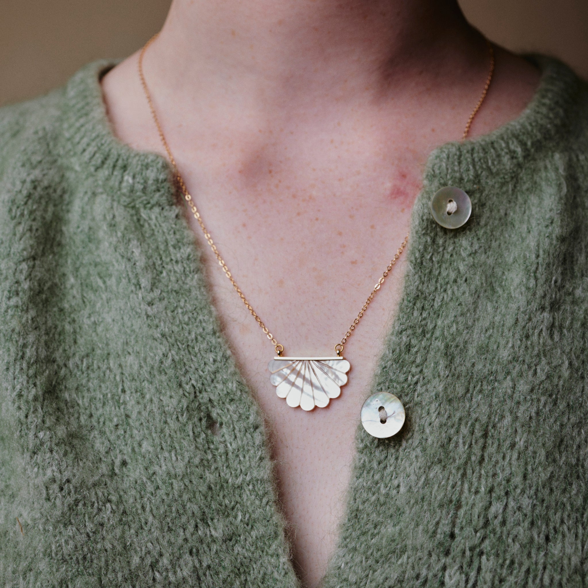 Mother of Pearl Scallop Necklace
