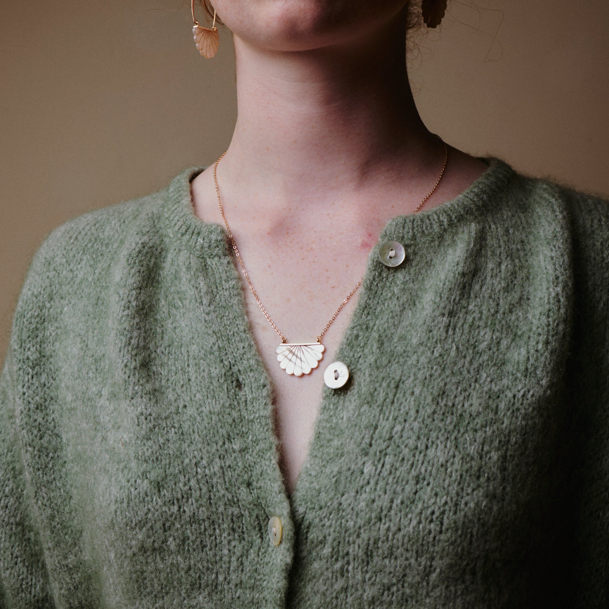 Mother of Pearl Scallop Necklace