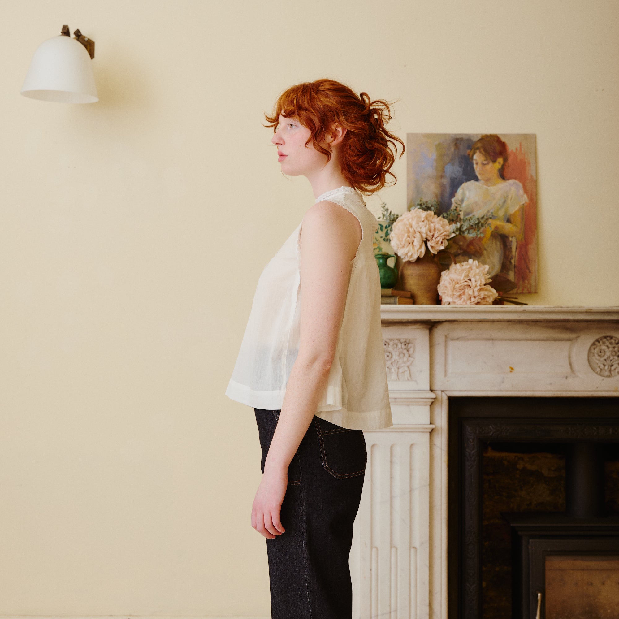 White cotton lace summer top