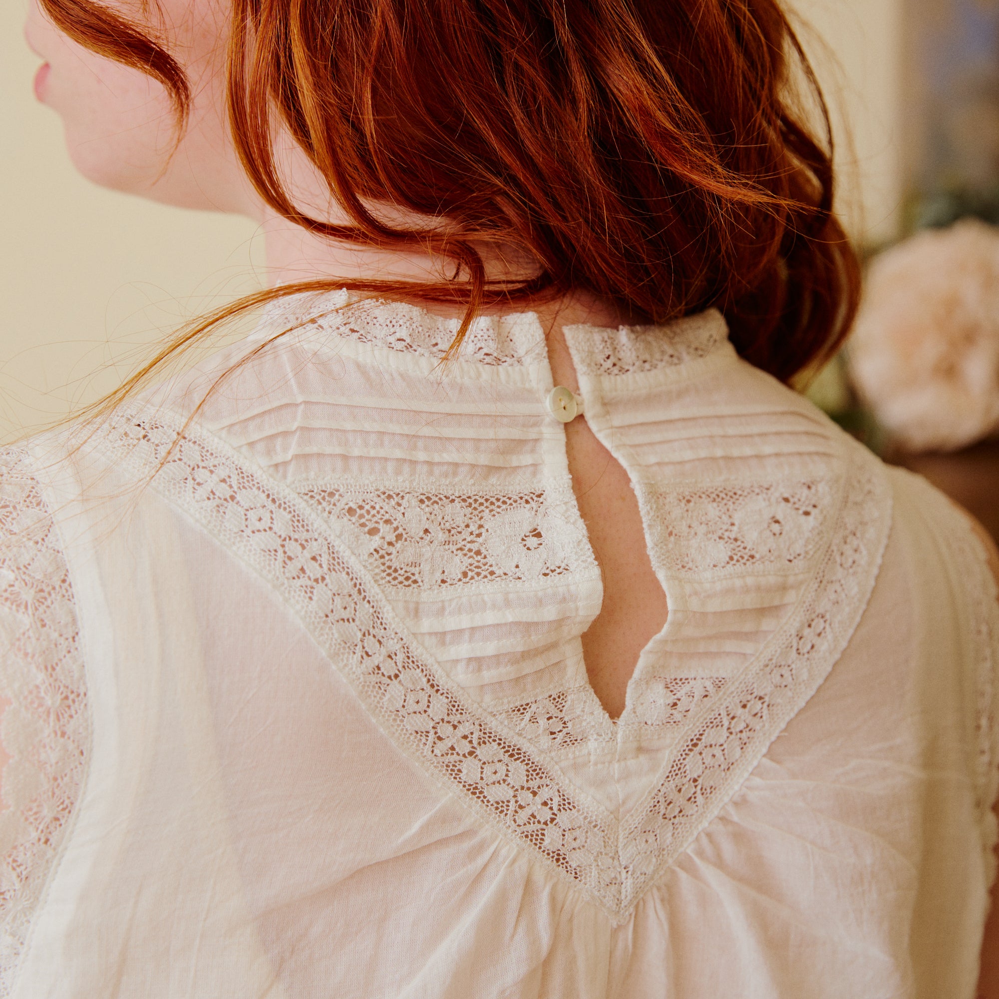 White cotton lace summer top sleeveless