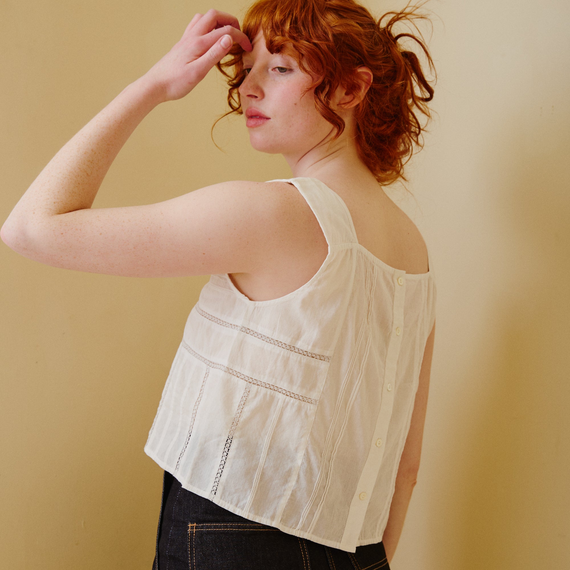 Cropped Lace Top - Buttoned Back