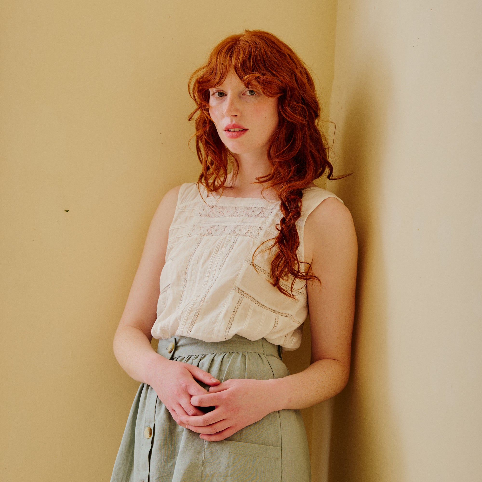 Cropped Lace Top - Buttoned Back