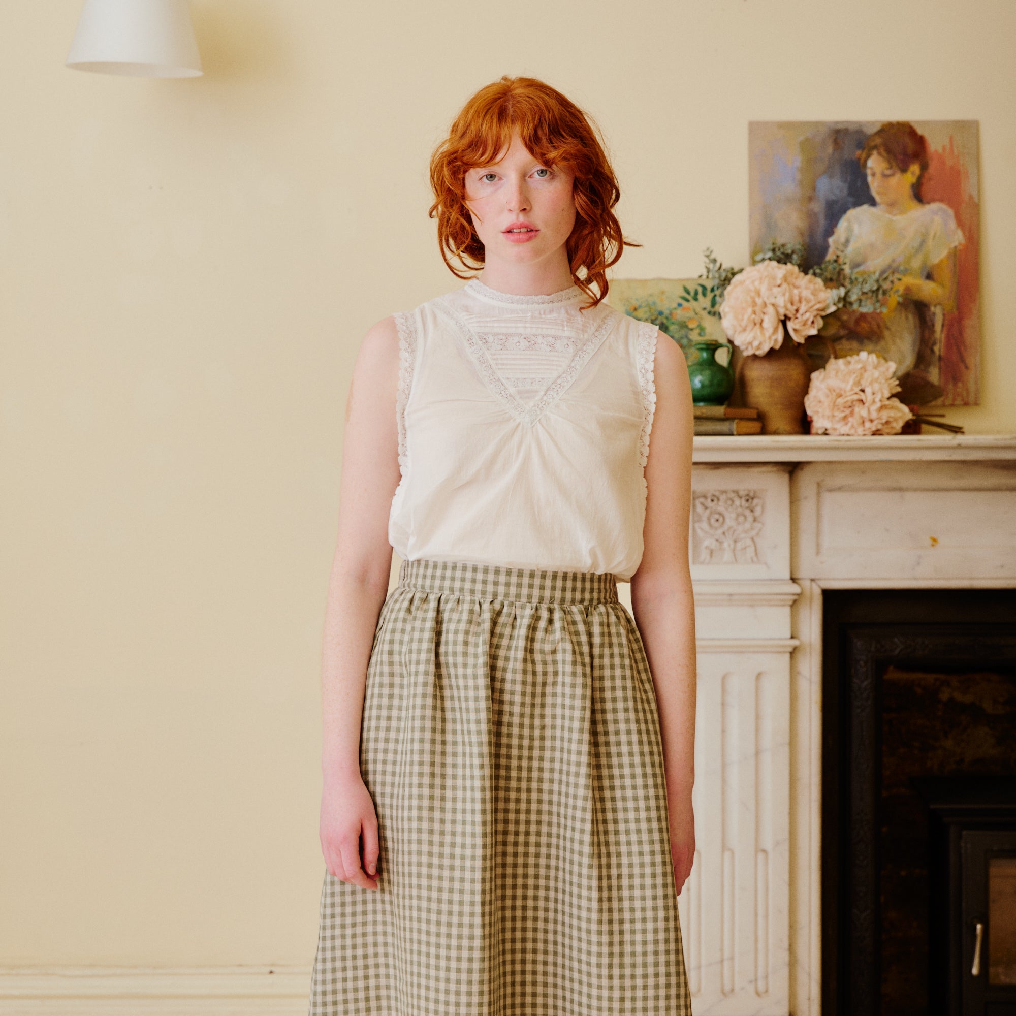 White cotton lace summer top sleeveless