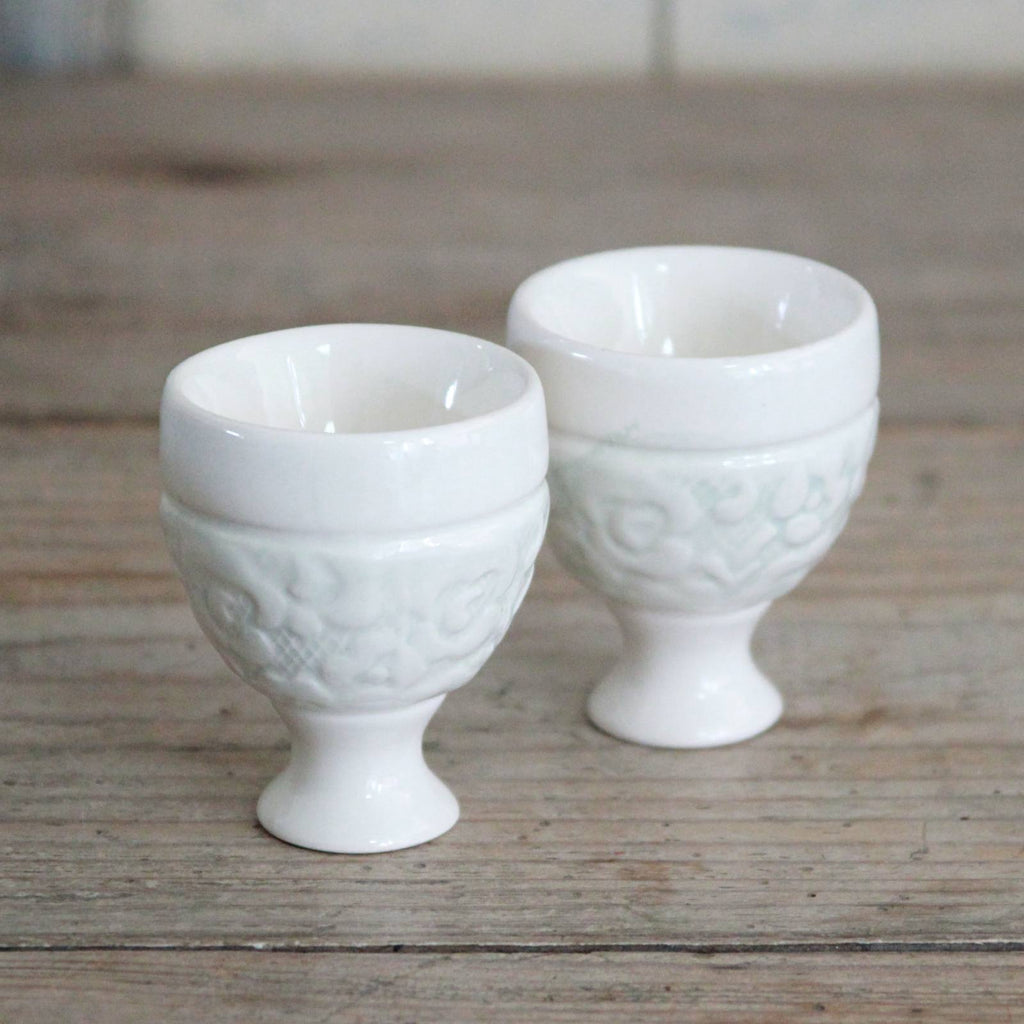 Cream ceramic egg cups