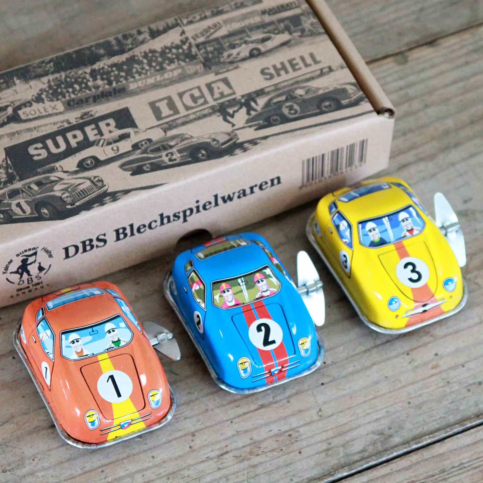 Set of Three Tin Racing Cars