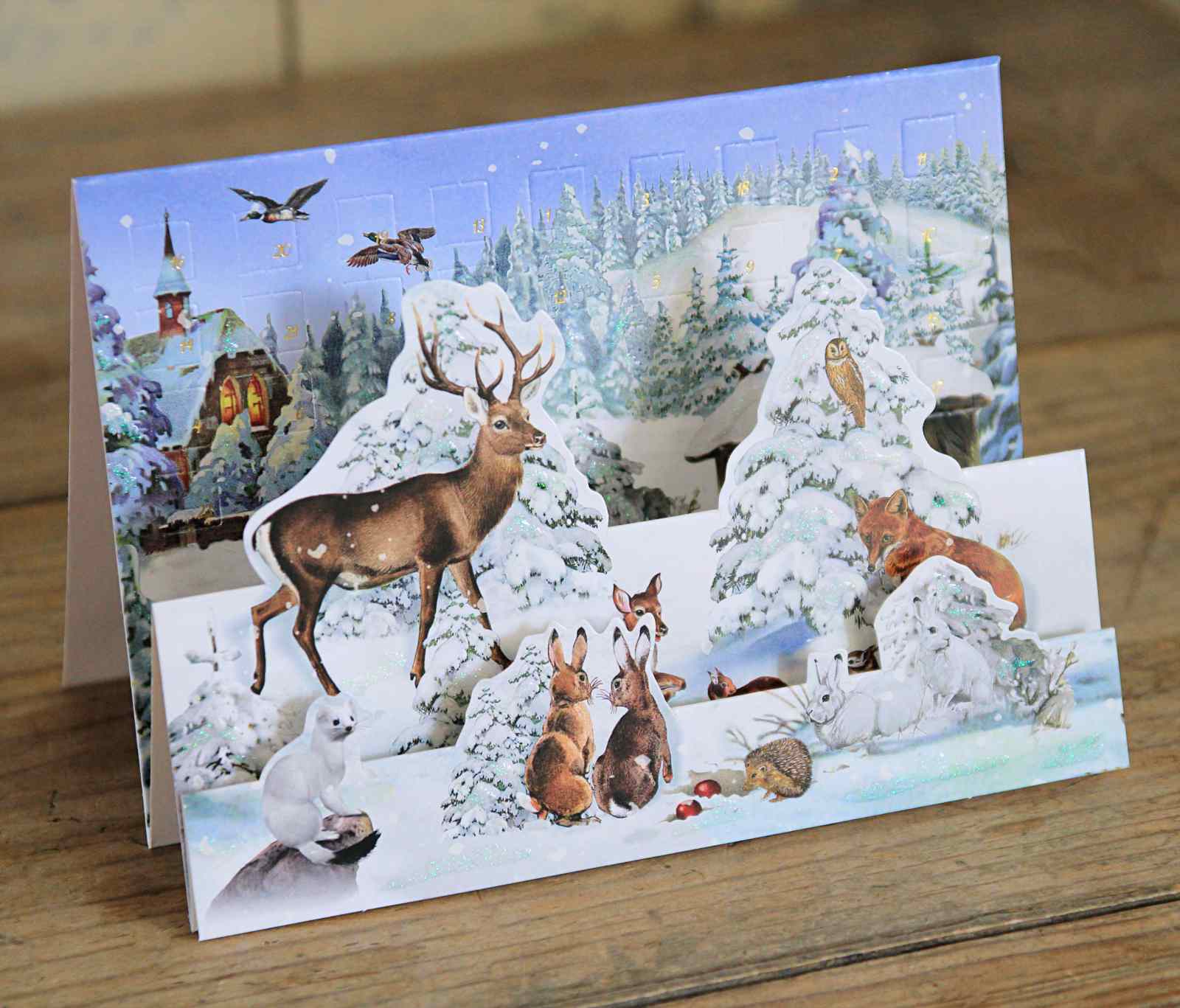 Winterscape Advent Calendar Card - Woodland Animals