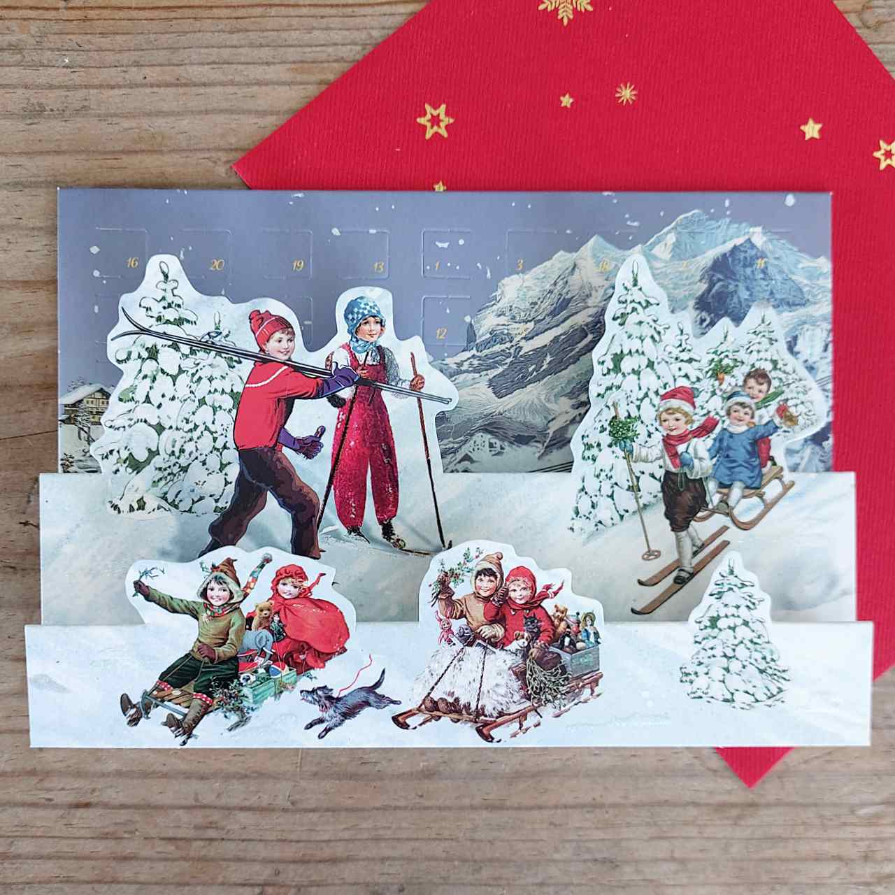 Winterscape Advent Calendar Card - Skiing