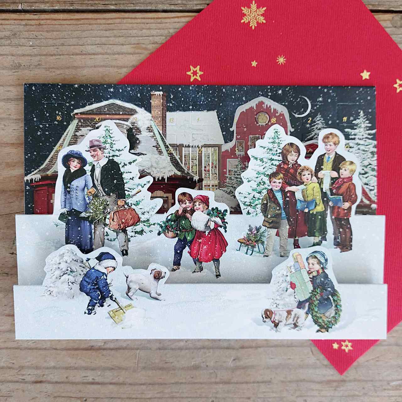 Winterscape Advent Calendar Card - Snowy Town