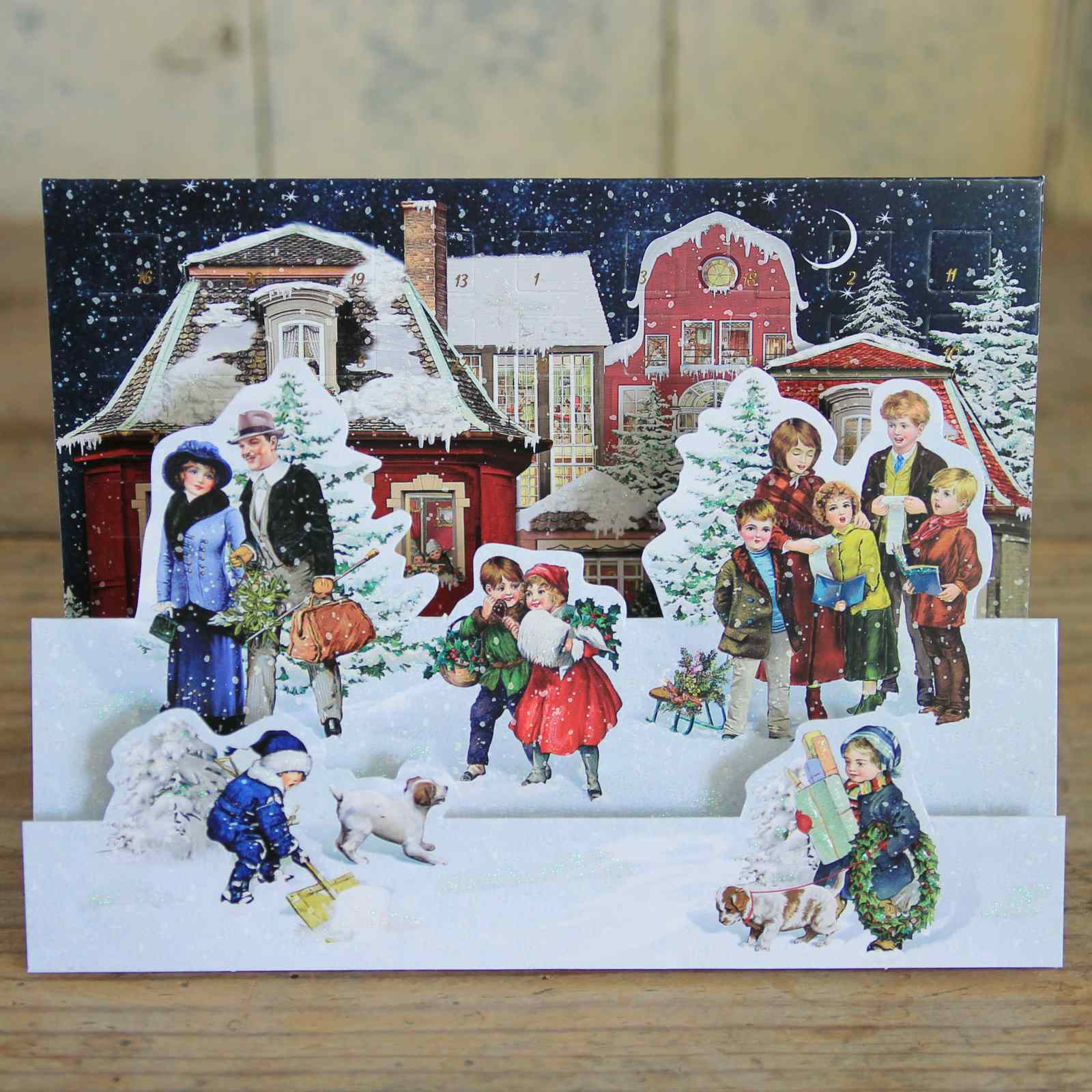 Winterscape Advent Calendar Card - Snowy Town