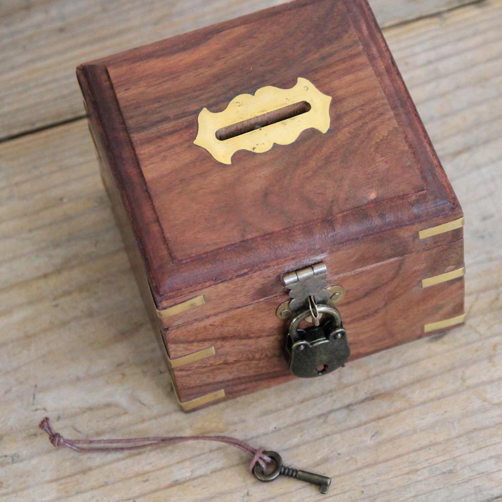 Wooden Money Box with Lock