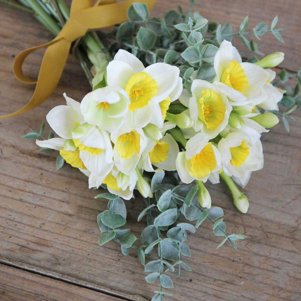 Mini Eucalyptus Sprig with daffodils
