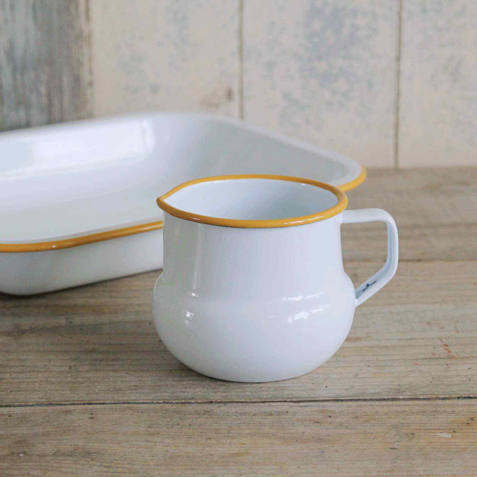 Enamel Jug - Mustard Rim