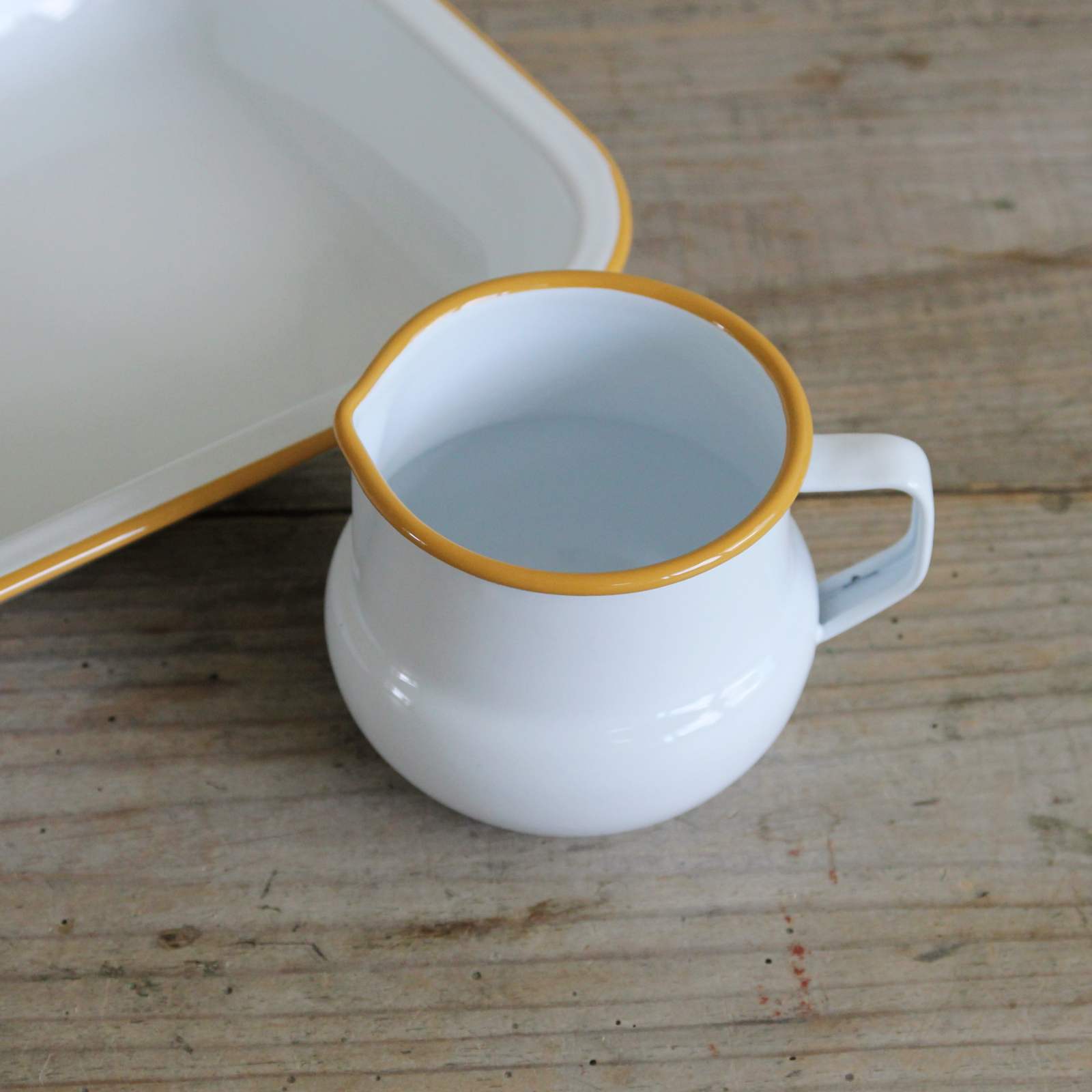 Enamel Jug - Mustard Rim