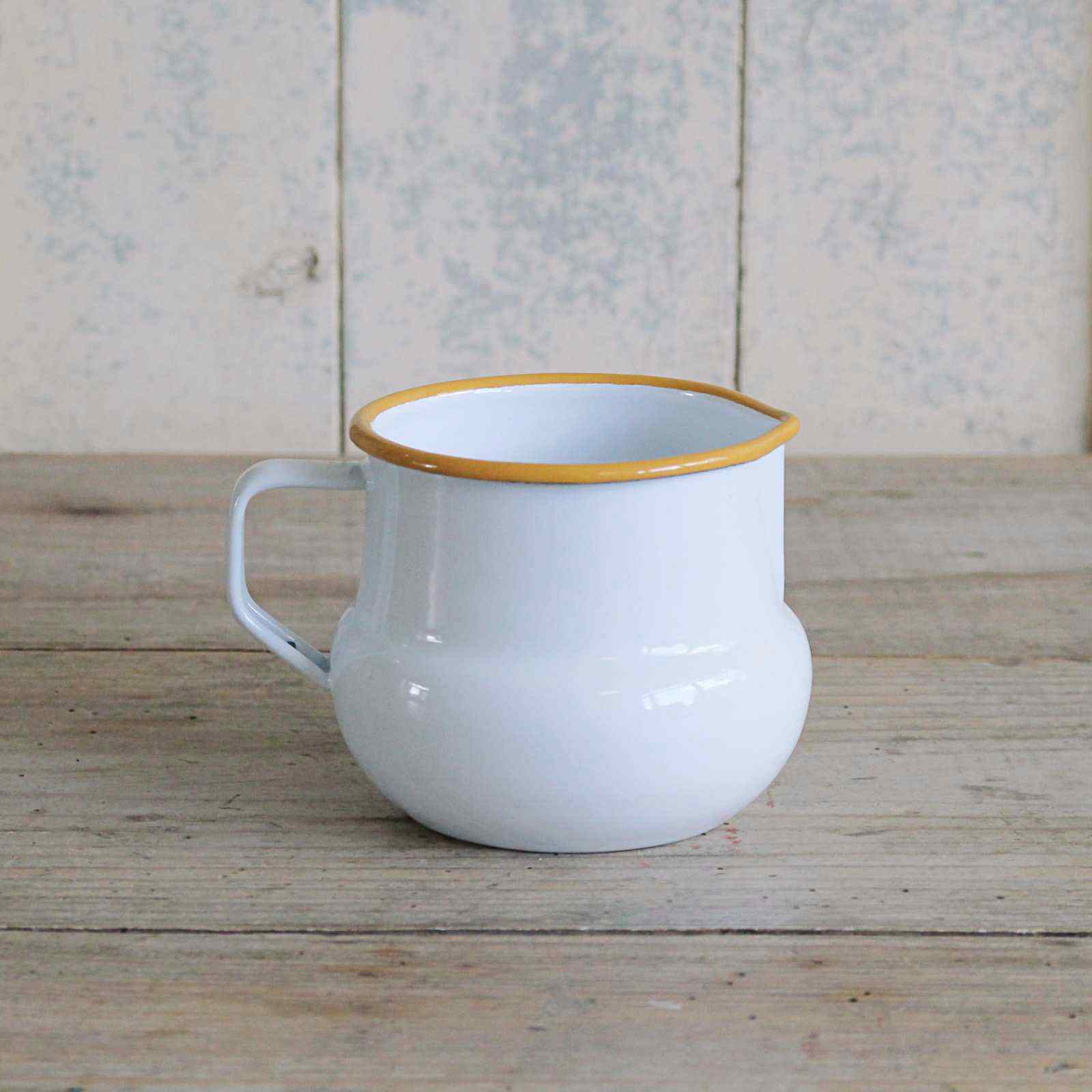 Enamel Jug - Mustard Rim