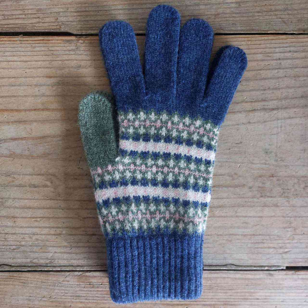 Fair Isle Gloves - Navy & Green