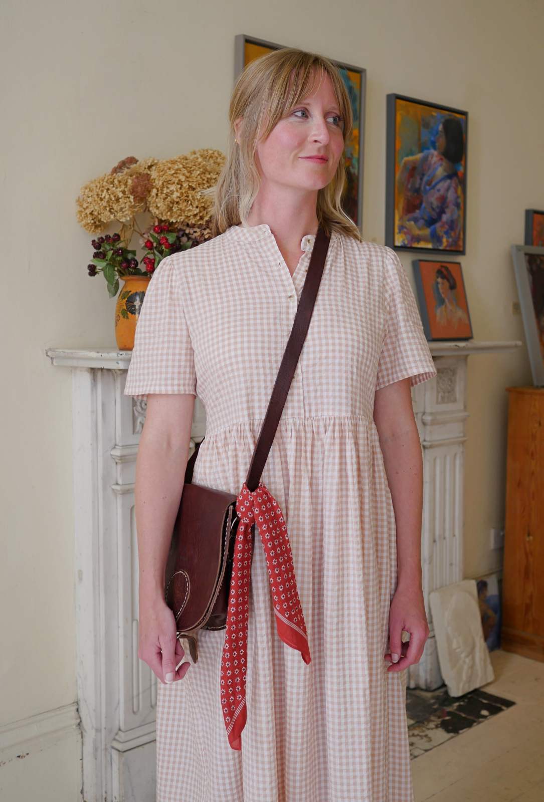 Blush Gingham Cotton Dress