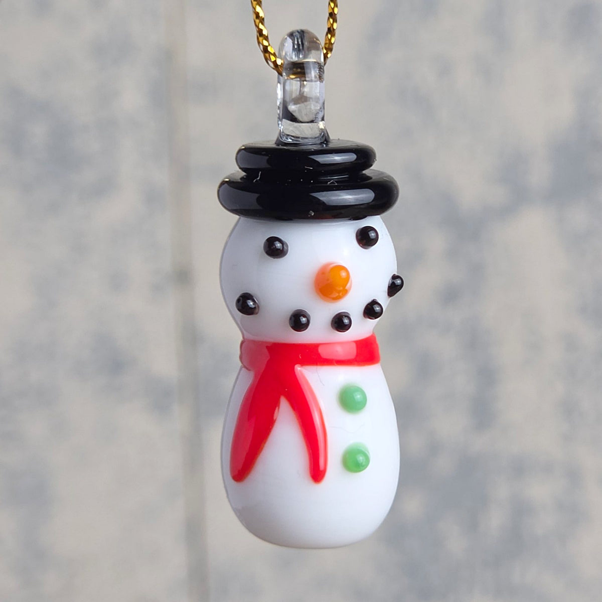 Mini Glass Snowman Decoration made from murano glass