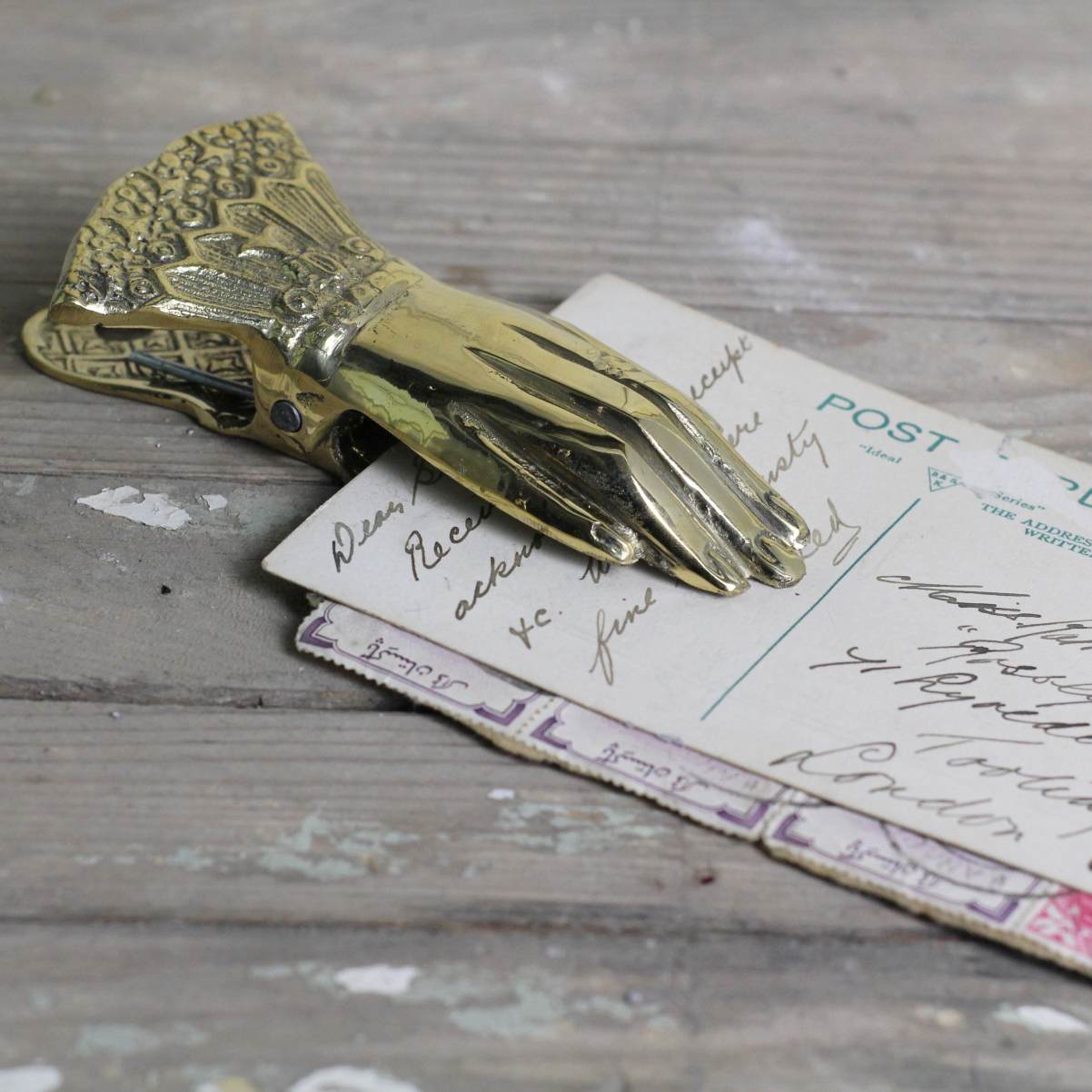 Victorian Brass Hand Paper Clip