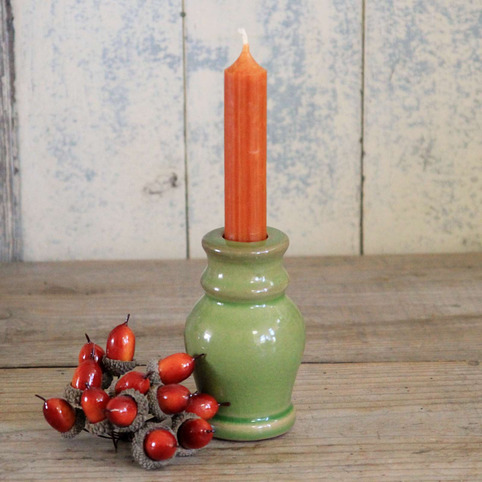 Green Ceramic Candlestick