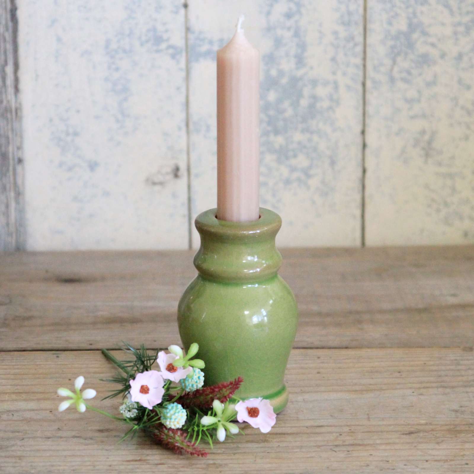 Green Ceramic Candlestick