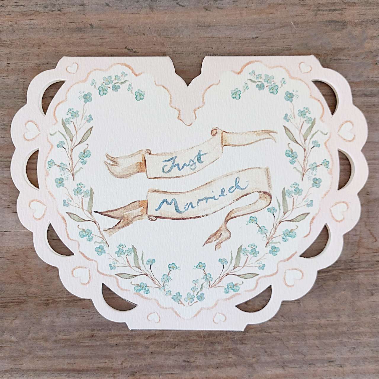 Just Married - Heart Greeting Card