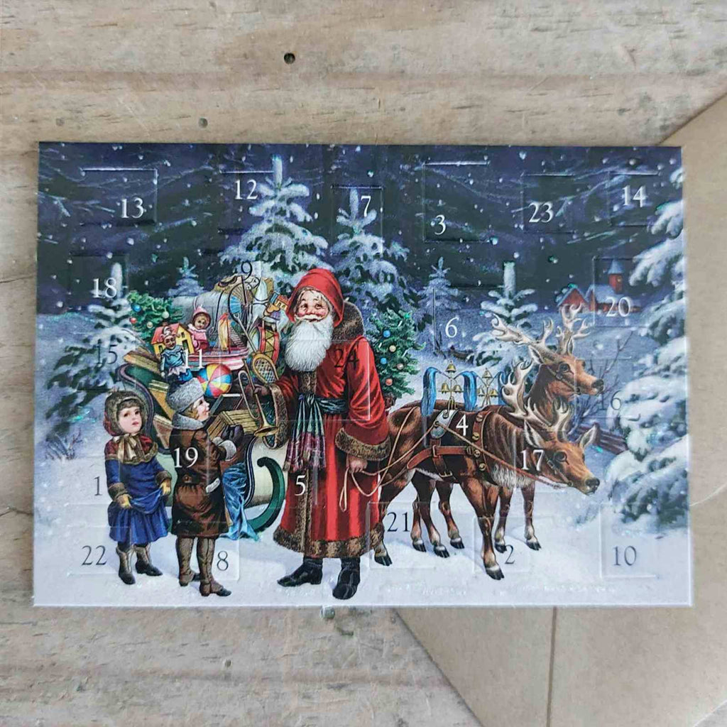 Miniature Vintage Advent Calendar Card Santa