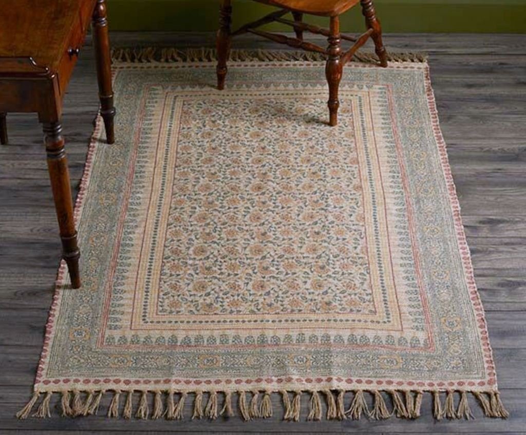 Handwoven Rug, Sage and Rose