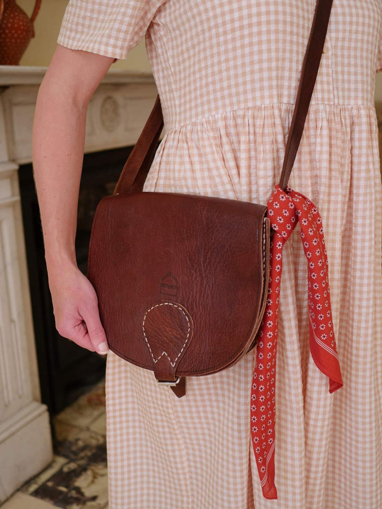 Brown Leather Saddle Bag - Large