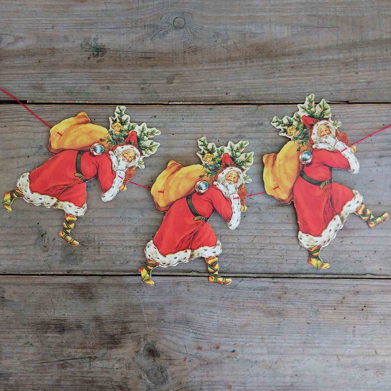 Santa Father Christmas Garland - traditional Victorian Christmas decoration