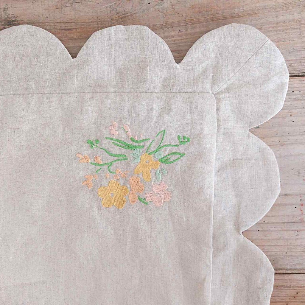 Embroidered Linen Pillow Case