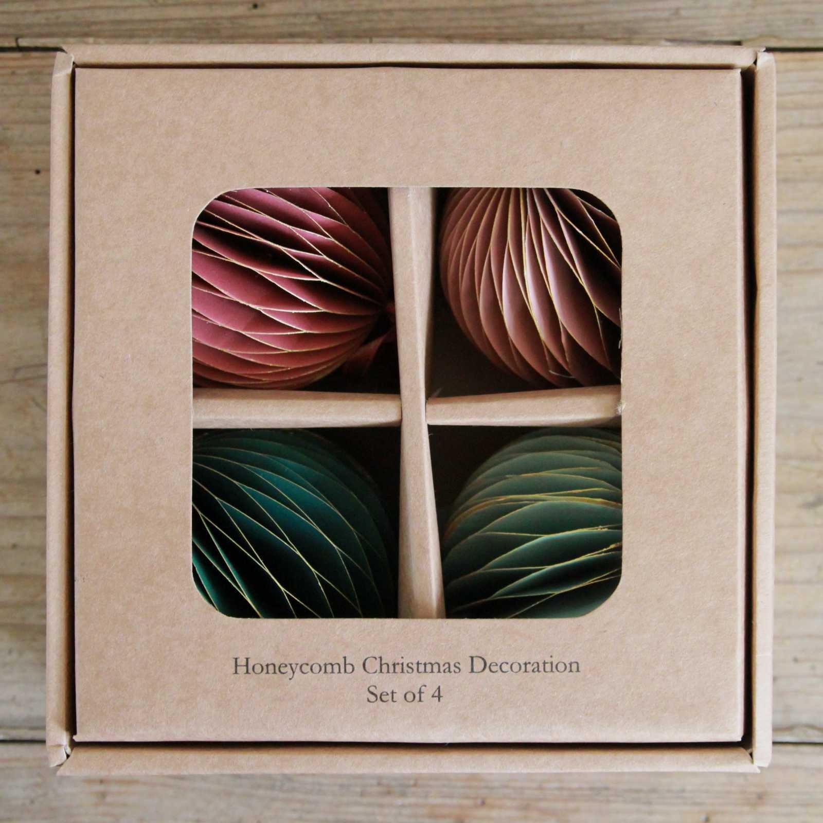 Coloured Honeycomb Decorations - Set of 4