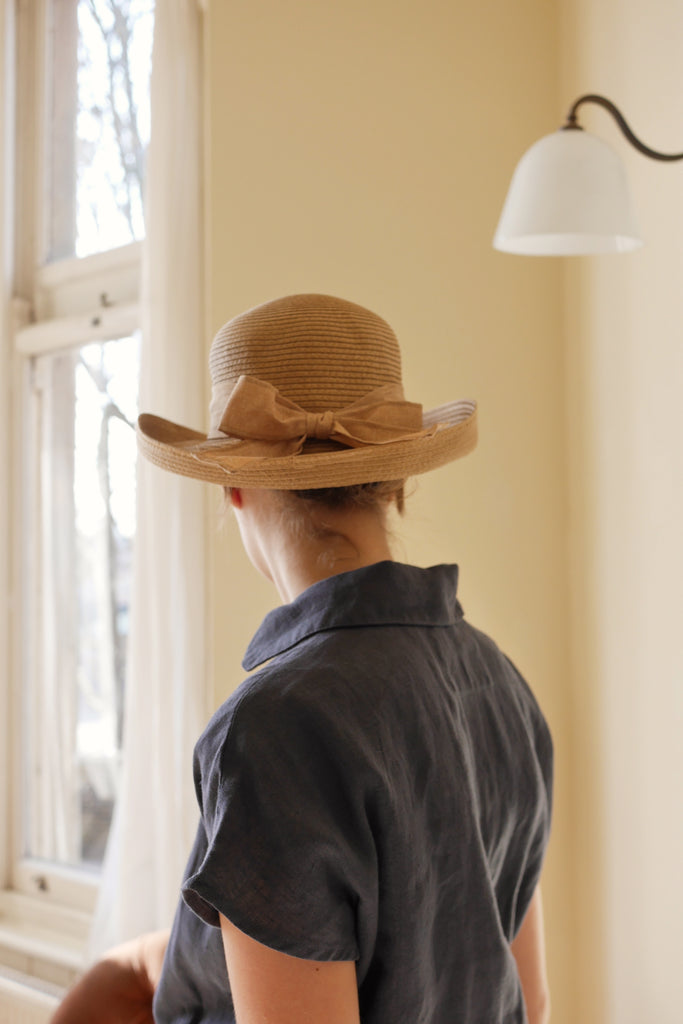 Sun Hat - Camel with Bow | Womens Fashion