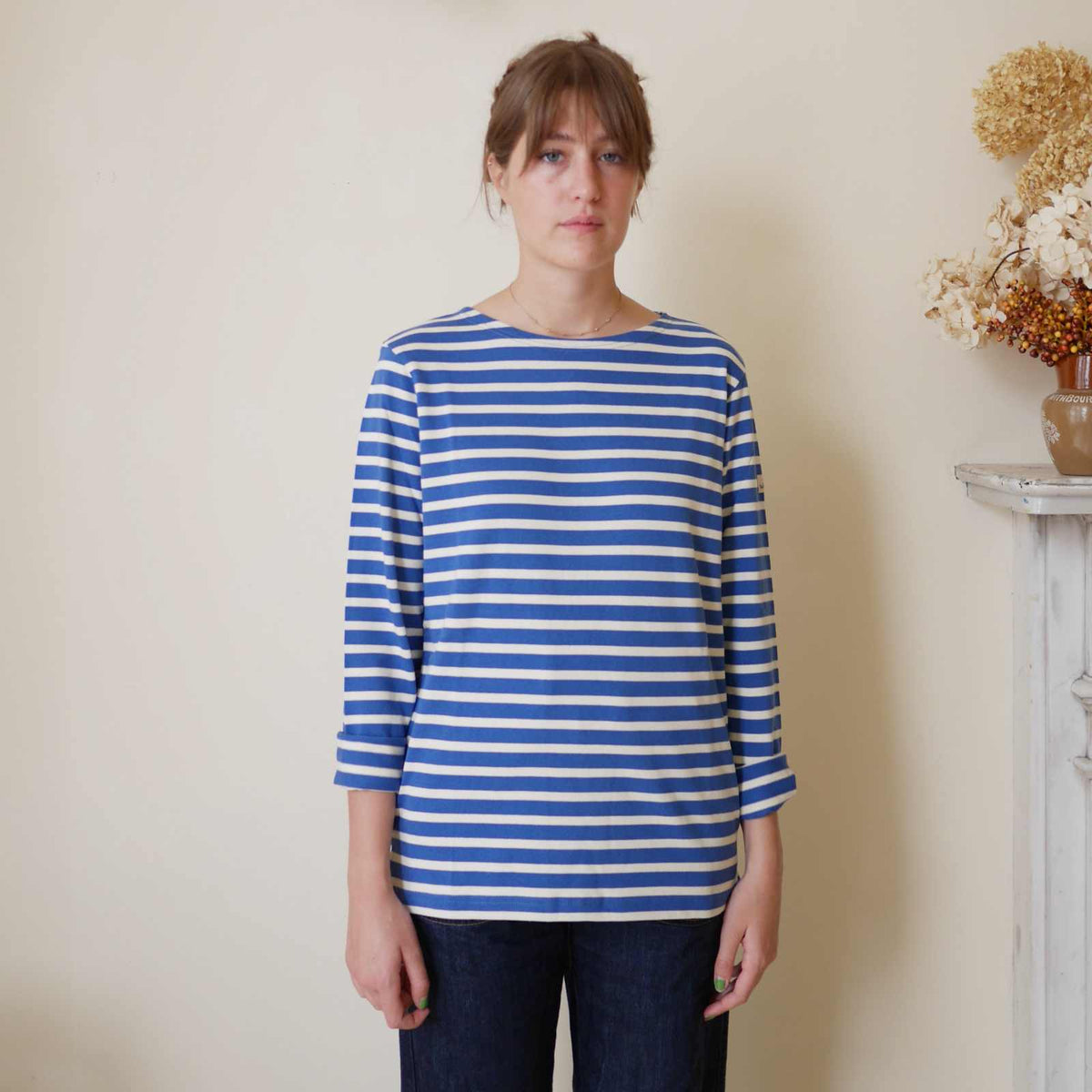 Breton Open Collar Knit 130 Cream
