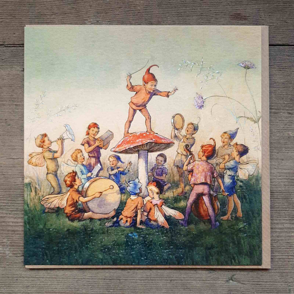 Adorable Greeting Card - Fairy Orchestra. Classic fairy illustration by Margaret Tarrant. This would make a lovely birthday card.