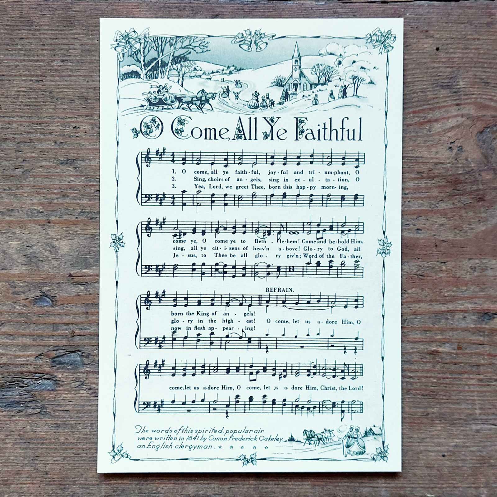 Vintage Christmas Postcard - O Come All Ye Faithful