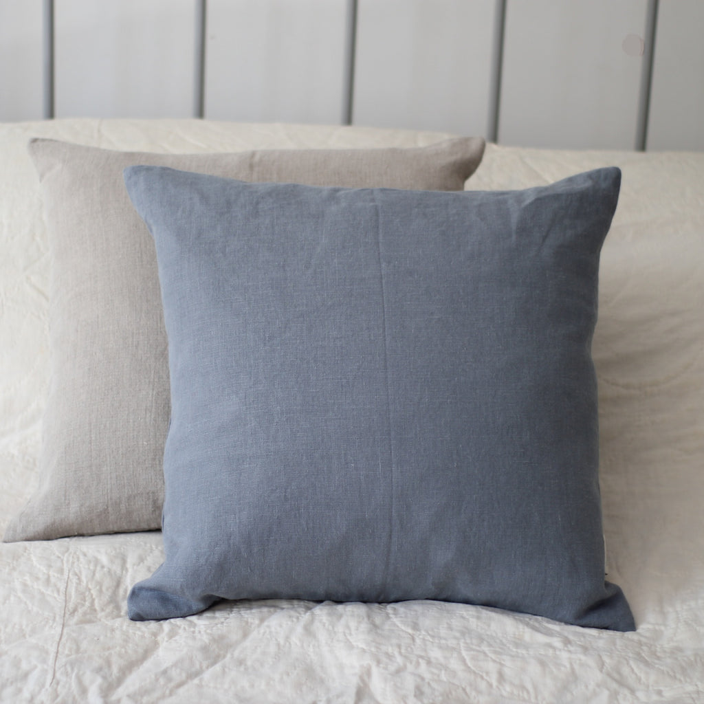 Washed Linen Cushion, Dusty Blue - Homeware Store