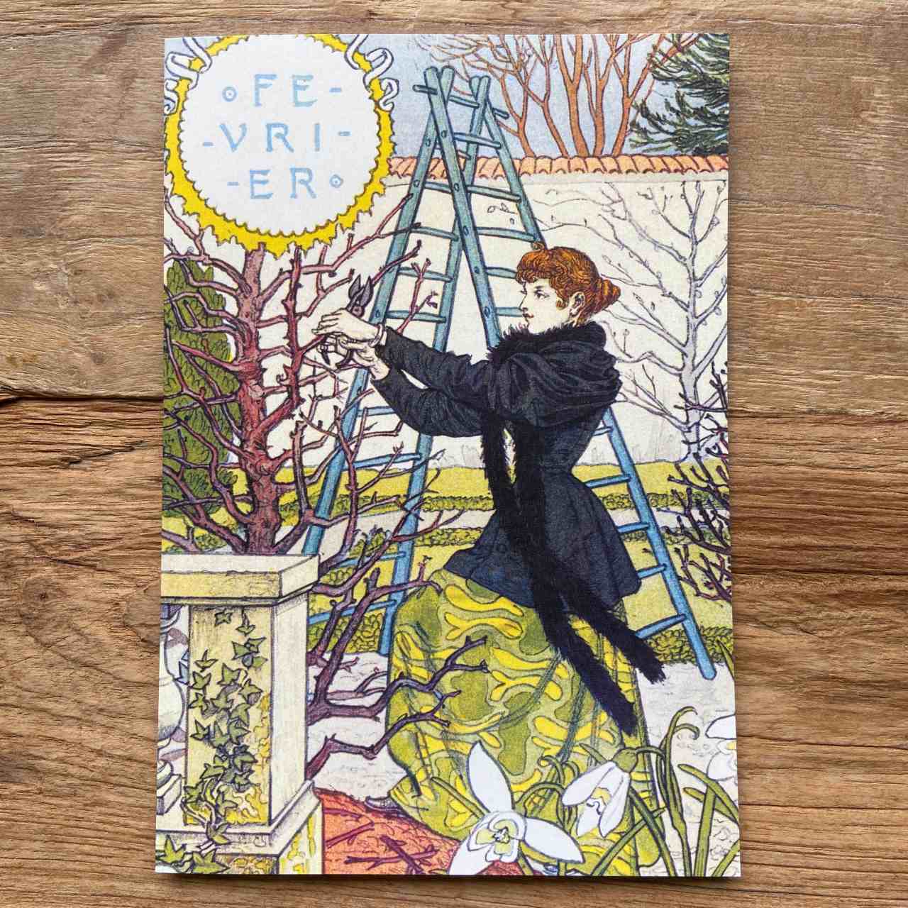 French Months Vintage Greeting card - February