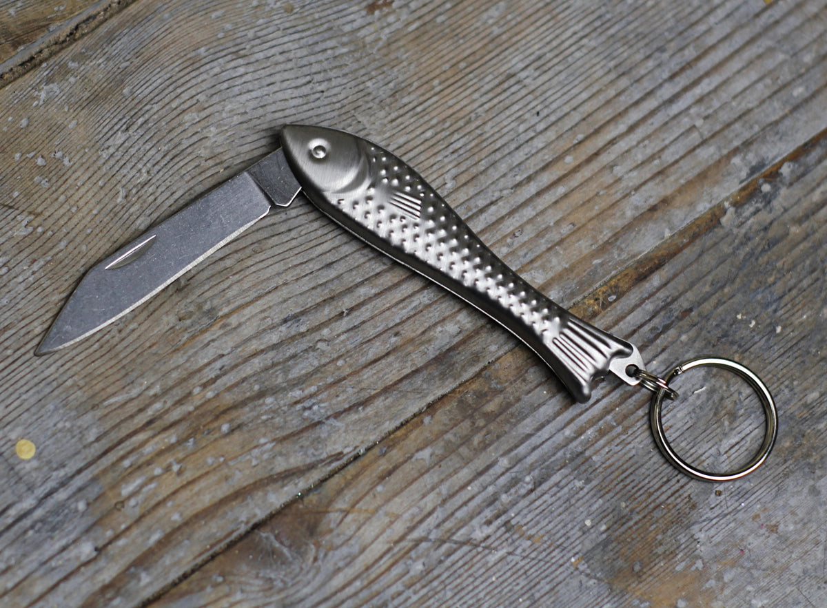 fish carrying hook pocket knife Fish Pocket Knife Keyring – Closet & Botts