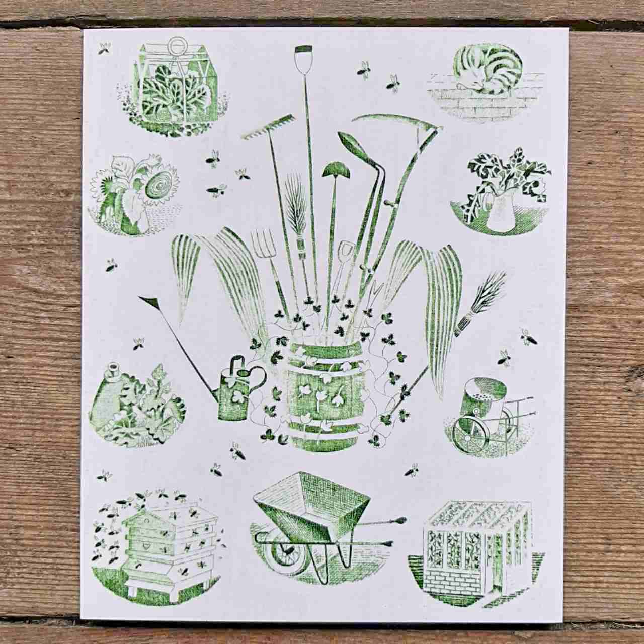 Vintage card 'Garden Implements'