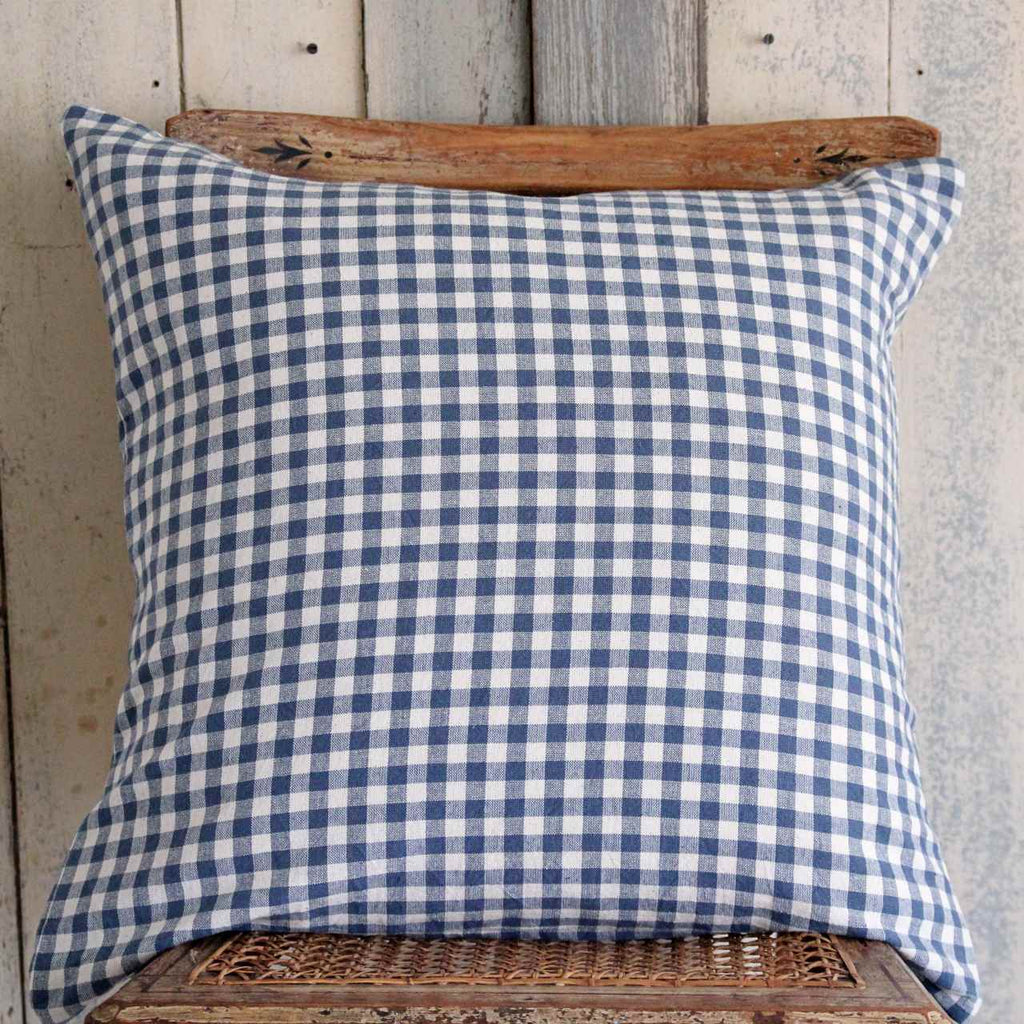 Rustic Gingham Cushion - French Navy