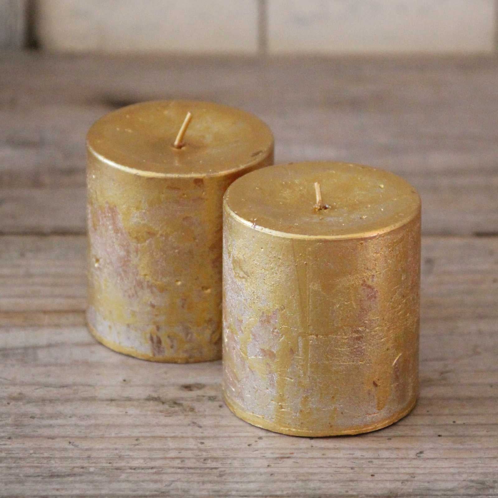 Brushed Gold Pillar Candles Christmas